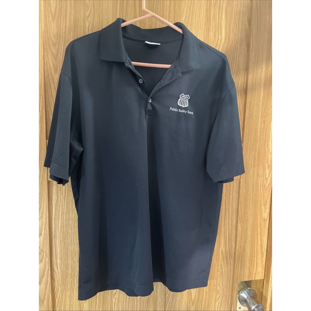 Nike Union Pacific Black‎ Polo Shirt Size Lg Dri-Fit Public Safety Team